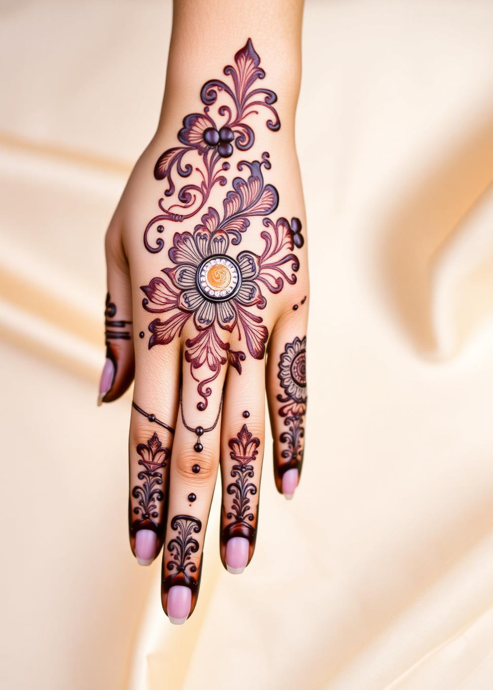 Bridal mehendi design — Peacock Mandala Detail